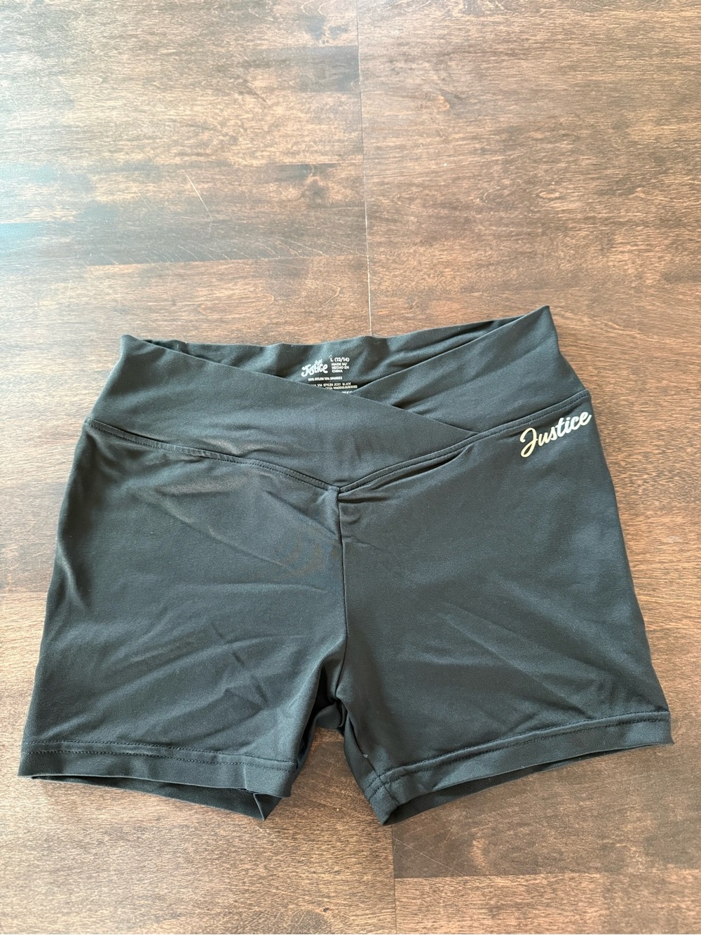 Justice Black Crossover Waist Bike Spandex Shorts